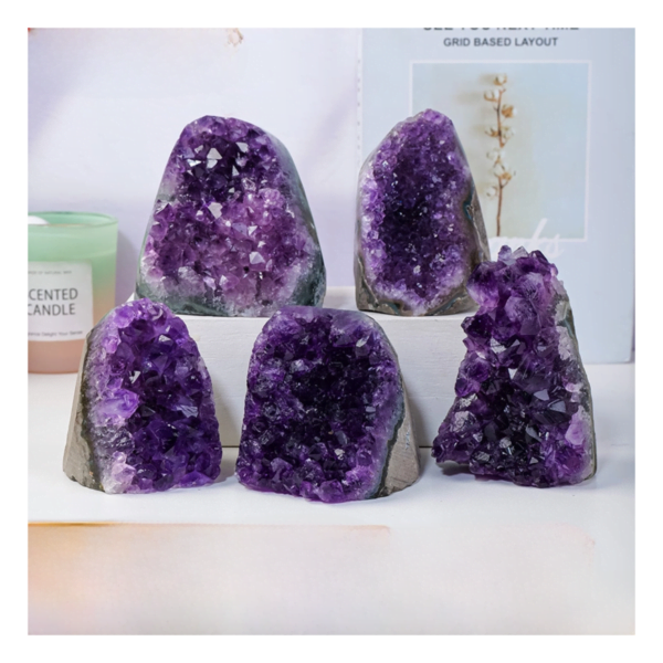 Natural Uruguayan Amethyst Cluster Ornament, Crystal Cave Town Crystal Decoration Feng Shui Ornament