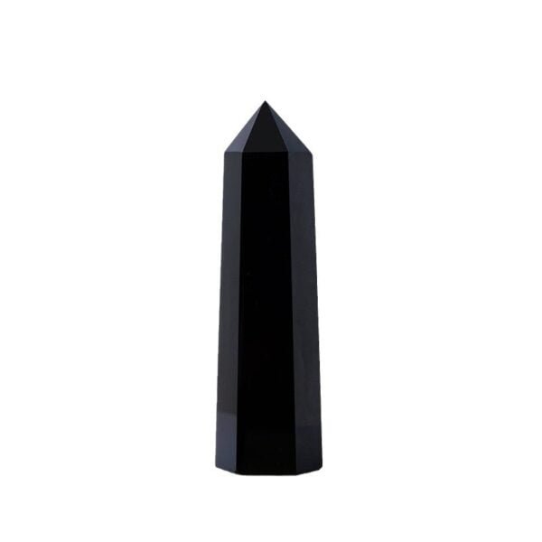 Natural Crystal Black Obsidian Hexagonal Prism/Pointed Energy Stone Home Decor - Image 3