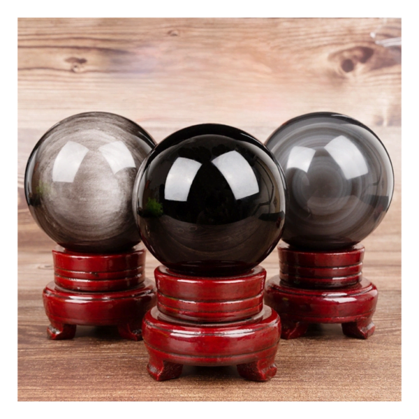 Natural Black Obsidian Crystal Ball Decoration for Home Living Room and Office