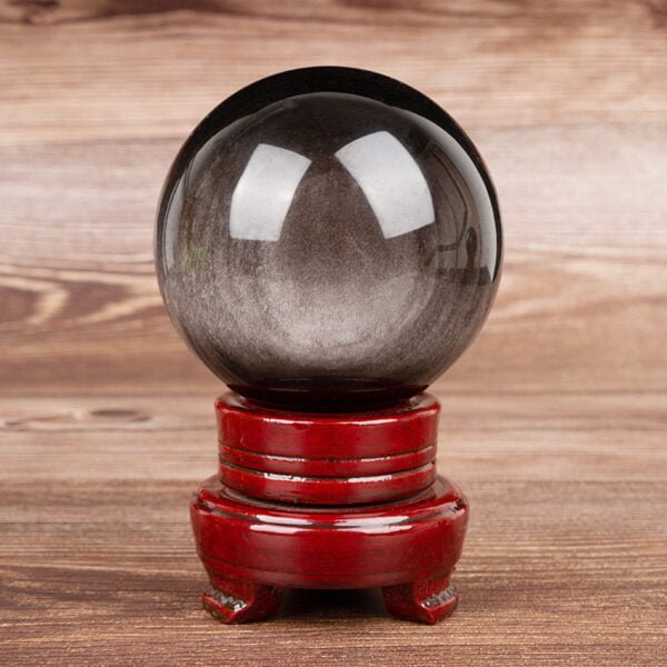 Natural Black Obsidian Crystal Ball Decoration for Home Living Room and Office - Image 3