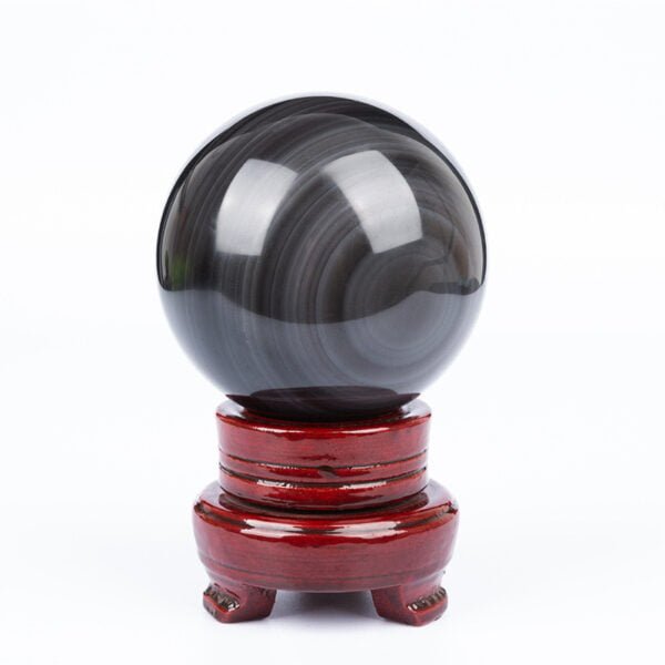 Natural Black Obsidian Crystal Ball Decoration for Home Living Room and Office - Image 5