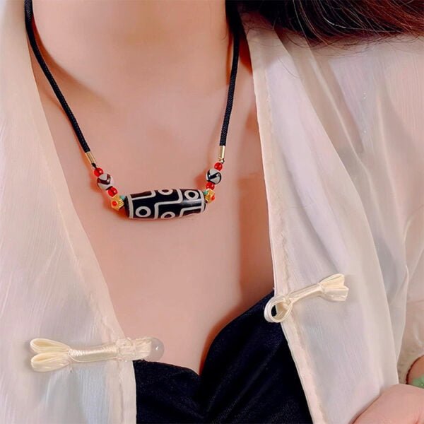 Tibetan Nine-Eyed Dzi Agate Necklace - Image 3