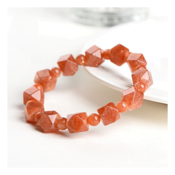 Natural Sunstone Cube Bracelet/Golden Sunstone Rhombus Bracelet - Image 4