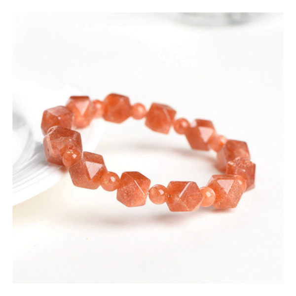 Natural Sunstone Cube Bracelet/Golden Sunstone Rhombus Bracelet - Image 5