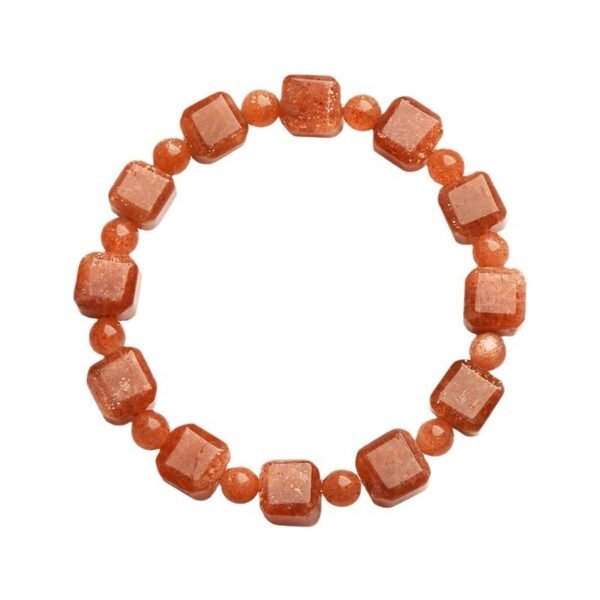 Natural Sunstone Cube Bracelet/Golden Sunstone Rhombus Bracelet - Image 2