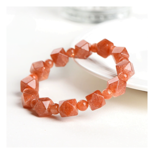 Natural Sunstone Cube Bracelet/Golden Sunstone Rhombus Bracelet - Image 3