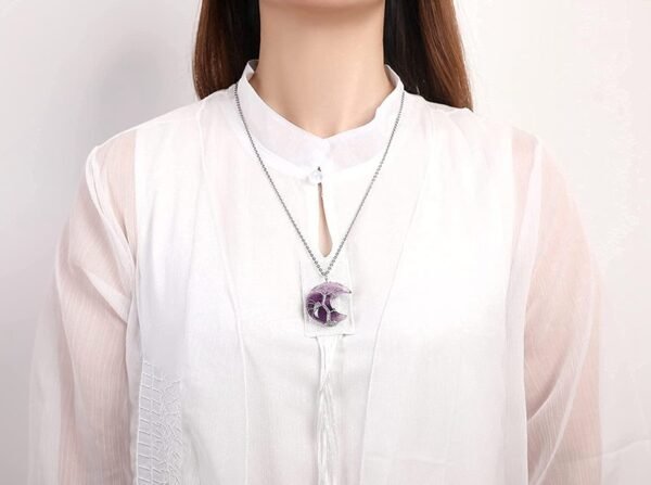 Natural Amethyst Moon Life Tree Necklace - Image 2