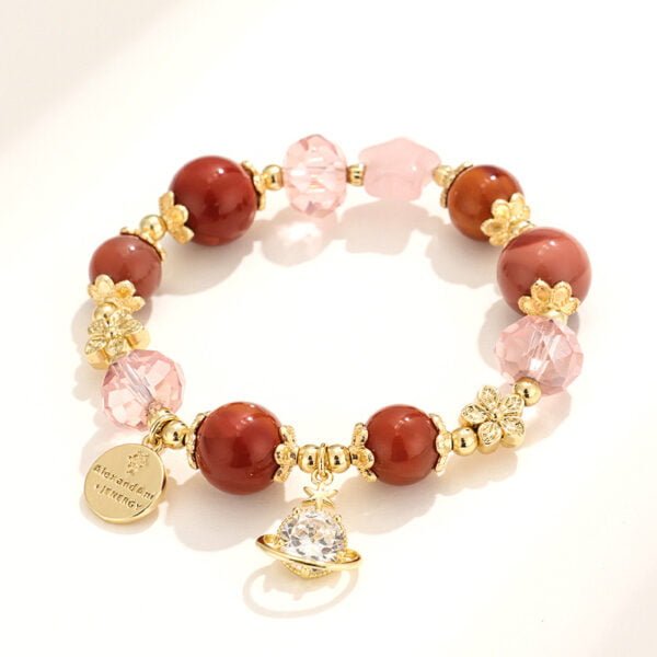 Peach Oolong Deep Brown Crystal Galaxy Bracelet - Image 2