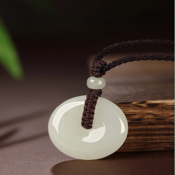 Natural Hetian Jade Peace Buckle