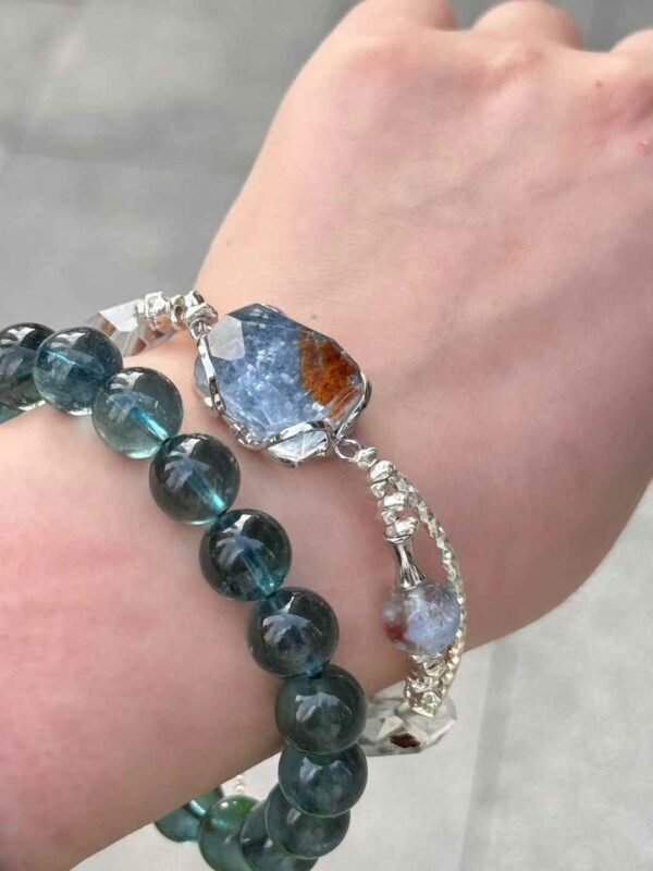 Blue Rabbit Hair Crystal Bracelet - Image 5