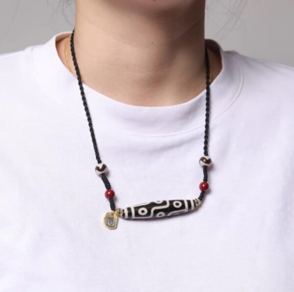 Ancient Wisdom Dzi Bead Necklace with Red Agate Accents