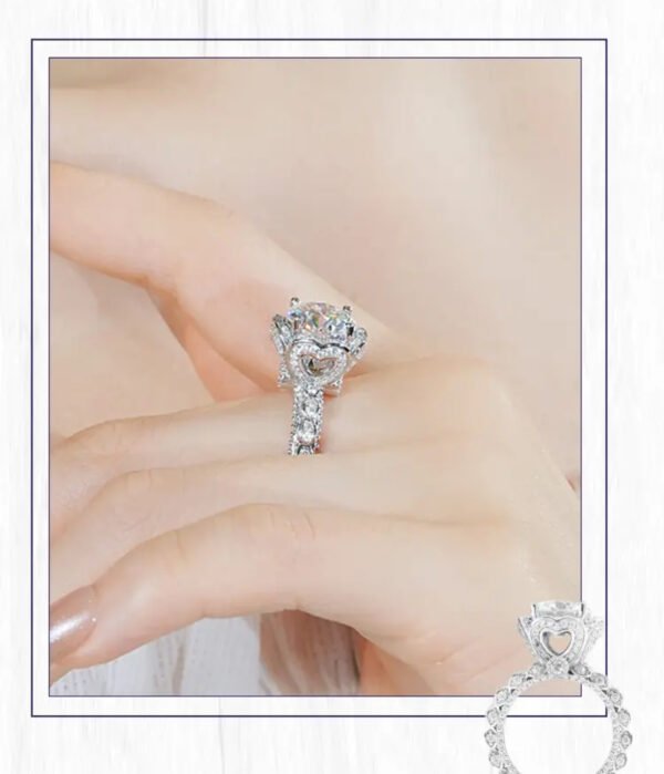 925 Sterling Silver Moissanite Ring 「Rose Manor」 - Image 3