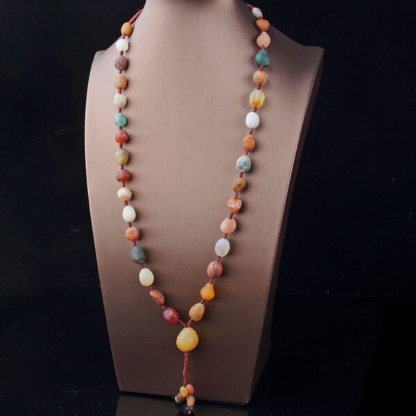 Natural Alashan Agate Necklace - Colorful Jade Stone Beads