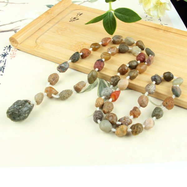 Natural Alashan Agate Necklace - Colorful Jade Stone Beads - Image 4