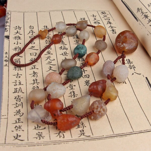 Natural Alashan Agate Necklace - Colorful Jade Stone Beads - Image 2